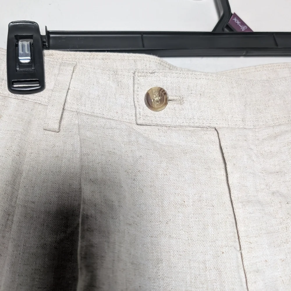 Banana Republic Trousers Linen Blend Wide Leg Flax High Rise Pants Sz 16